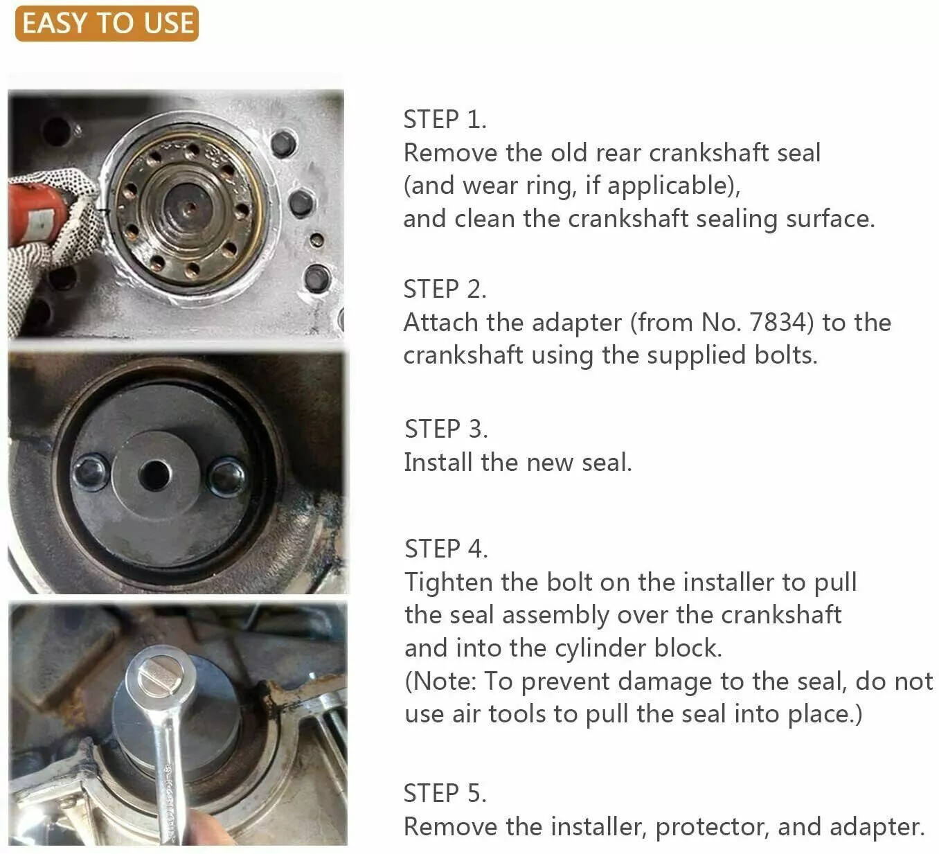 Rear Crankshaft Seal Installer Tool for Ford w/ 4.0L V6 Engine Replace OTC 7834