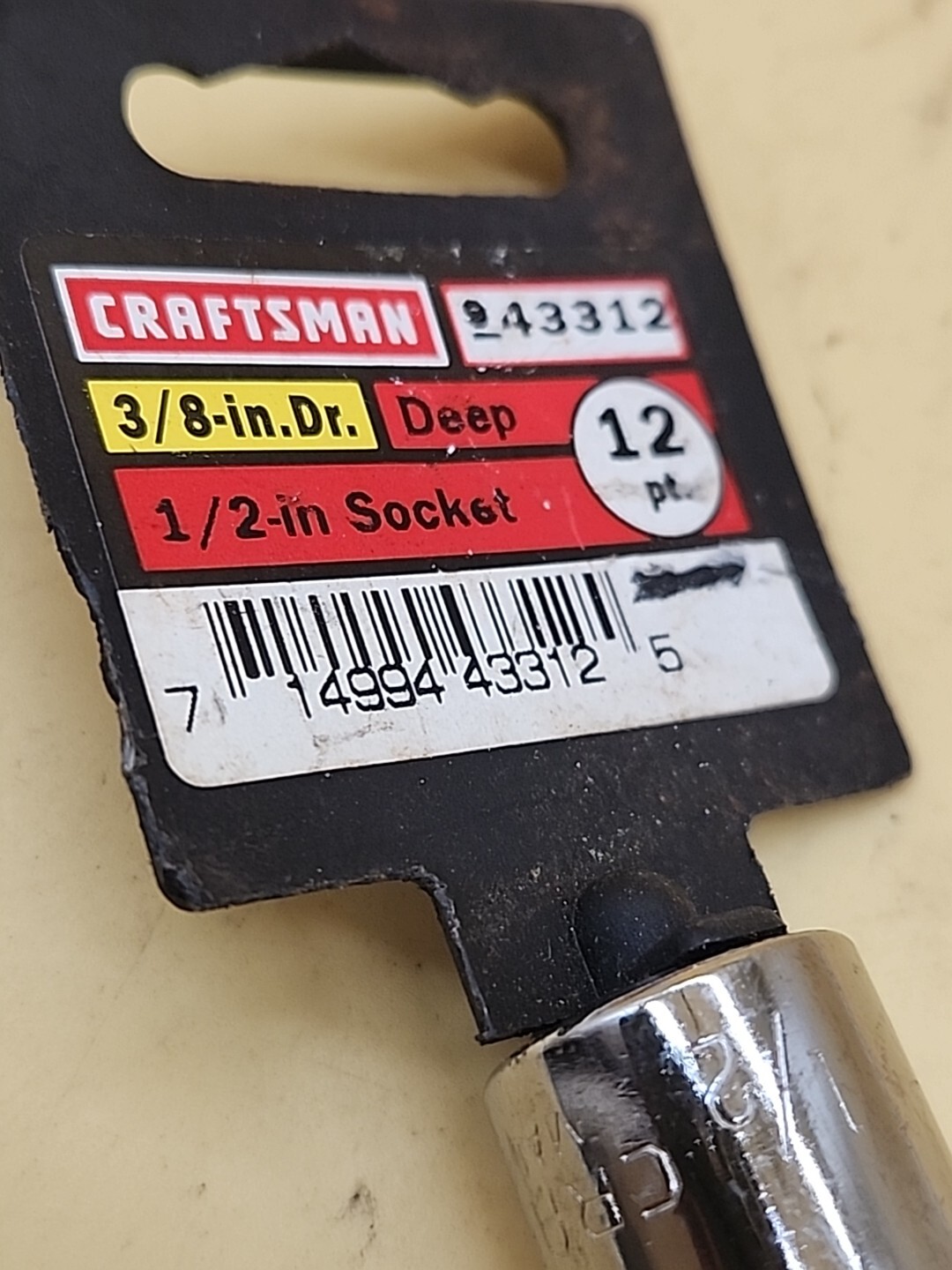 Craftsman Tools 1/2in 12pt Deepwell Socket Inv G1-43312 USA