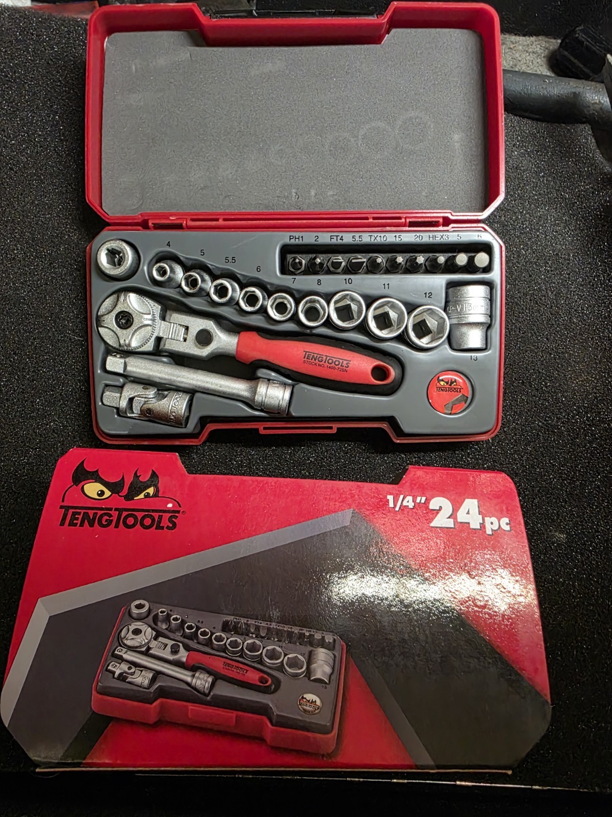 Teng Tools 1/4dr Metric Socket Set Locking Flex Head Ratchet Socket/bit Set