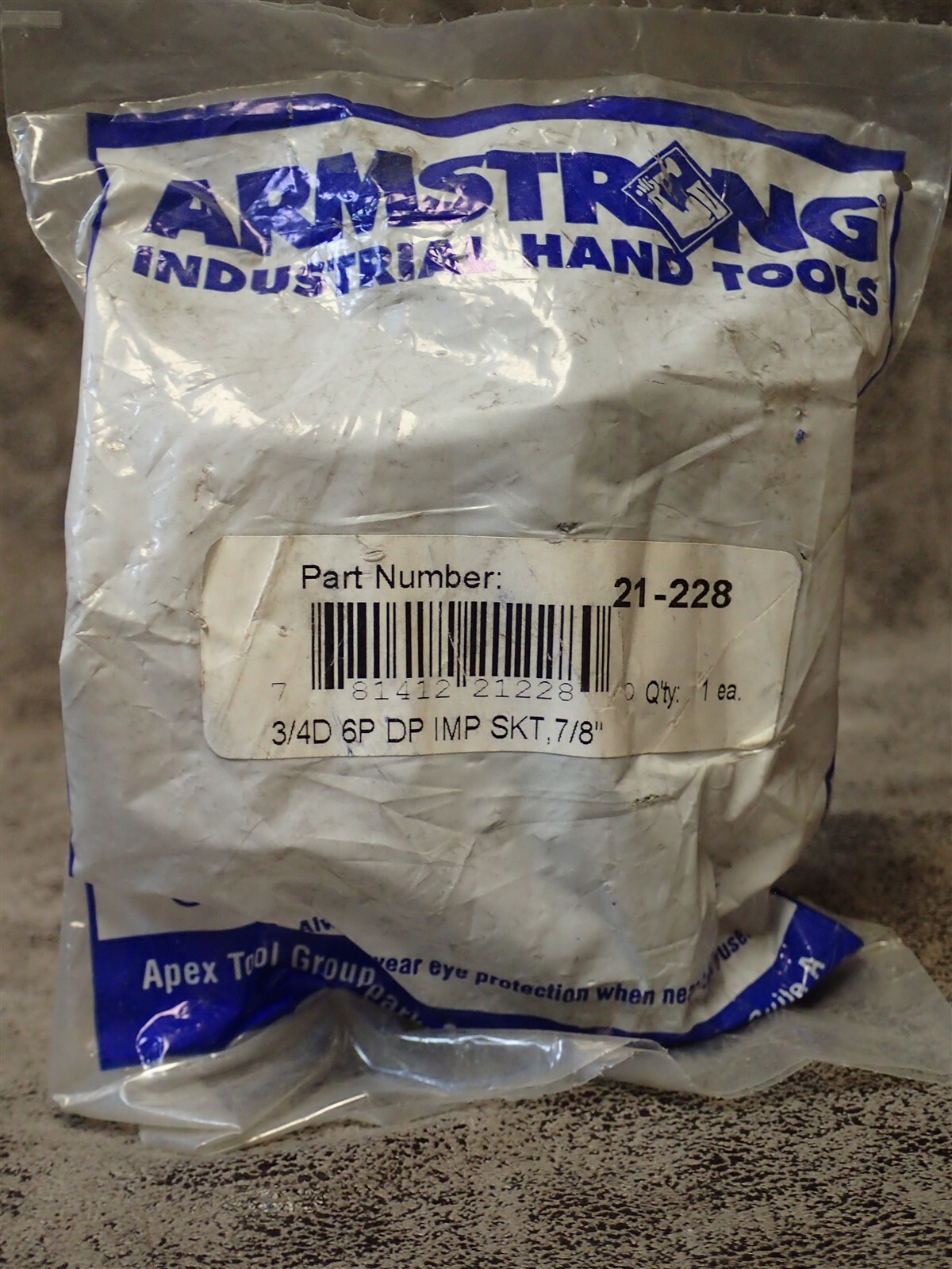 21-228 Armstrong 3/4″ Drive, 7/8″ Deep Impact Socket, 6-pt, 3-1/2″ OAL (BN146)