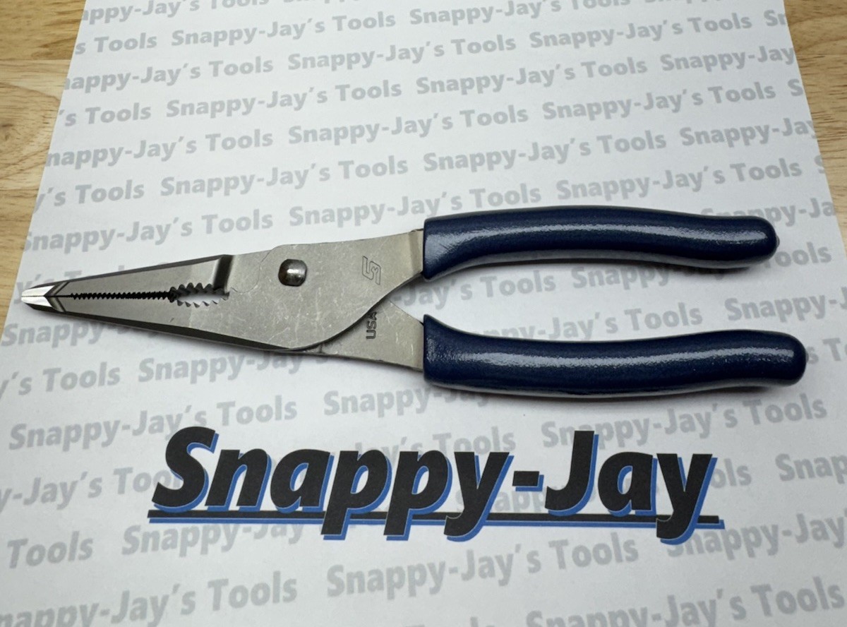Snap-on Tools USA NEW POWER BLUE Talon Grip Long Nose Slip Joint Pliers LN47ACF