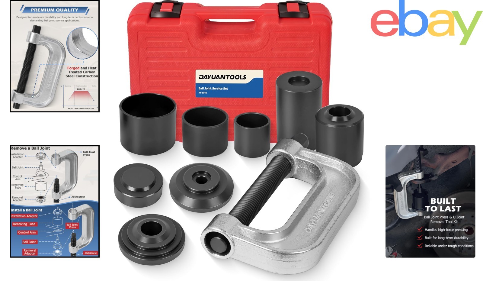 Red Ball Joint Press Kit for 2WD and 4WD Applications with Multiple Tool Options