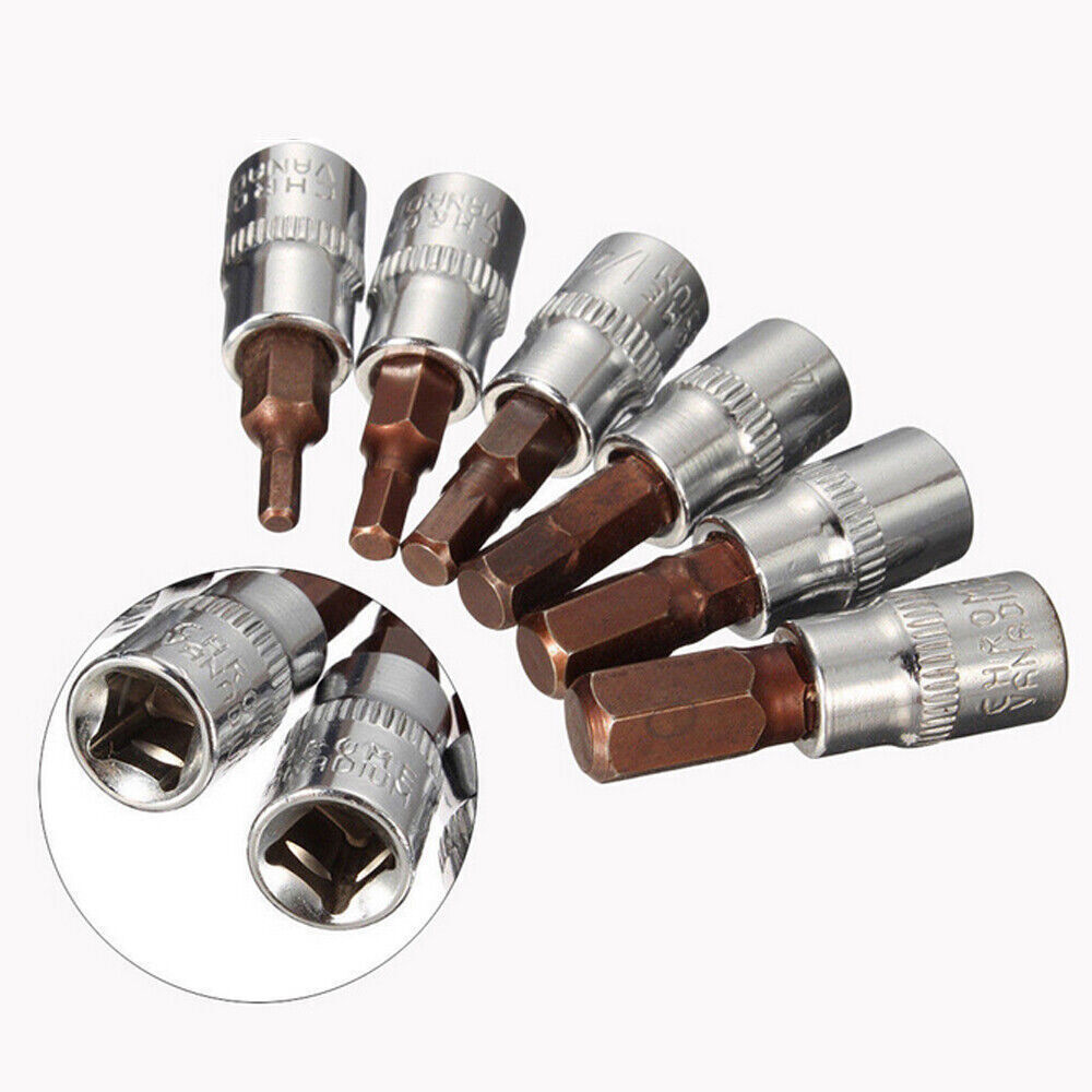 6pcs 3-8mm 1/4inch Hexagonal Drive Metric Hex Bit Sockets Nutdrivers Tools Set