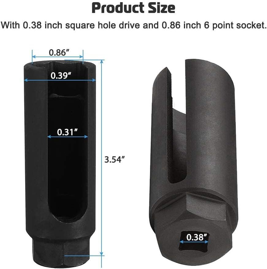Oxygen Sensor Socket with Side Wire Cutout 3/8″ Inch Drive x 7/8″ (22mm) fits