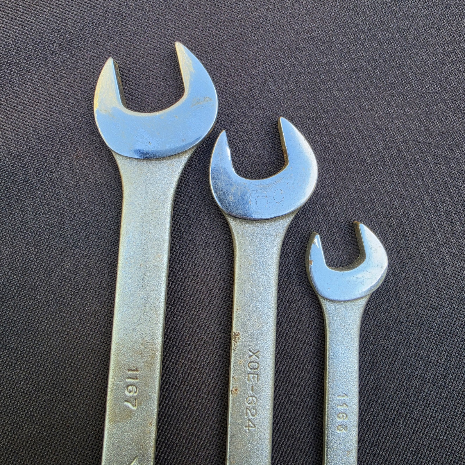 3 Vintage VULCAN Wrenches-12 Pt 1167 – 7/8 & 1163 9/16. 6 Pt XOE-624 – 3/4″.