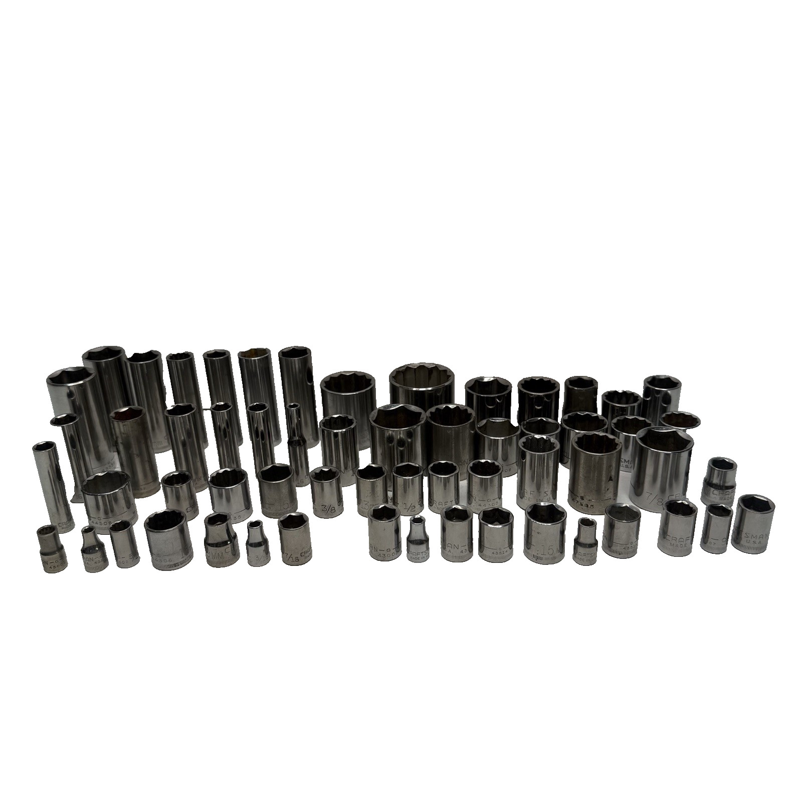 59pc Craftsman Socket Lot 1/4″ 3/8″ 1/2″ Drive SAE Metric Deep Standard G Series