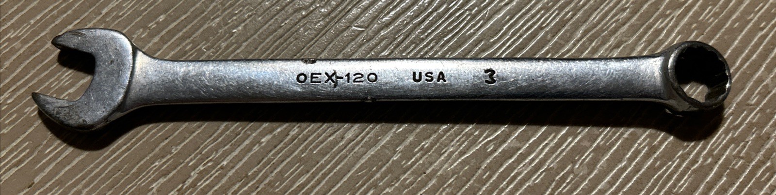 Vintage Snap On Tools OEX120 3/8″ Short Combination Wrench 12 Pt Chrome-USA