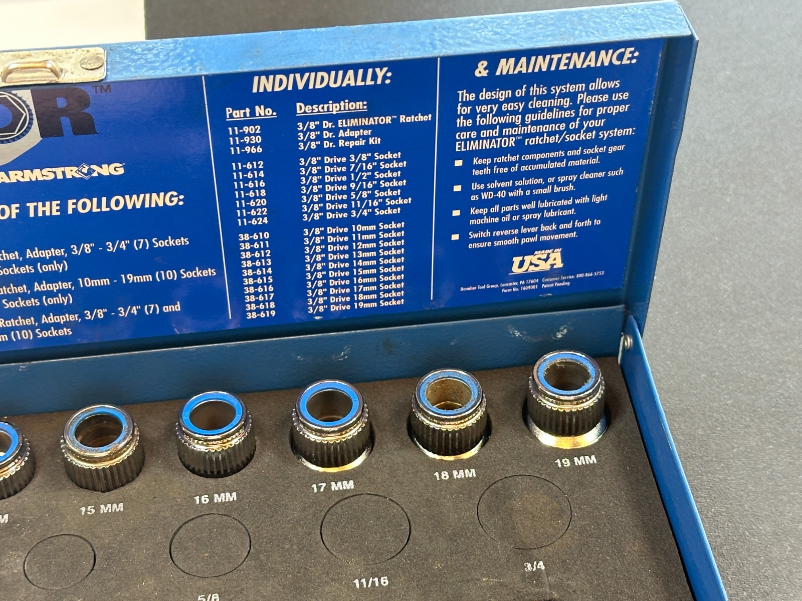 🇺🇸Armstrong USA Eliminator Ratchet Socket Set 10-19mm Metric 3/8″ Drive 43-100
