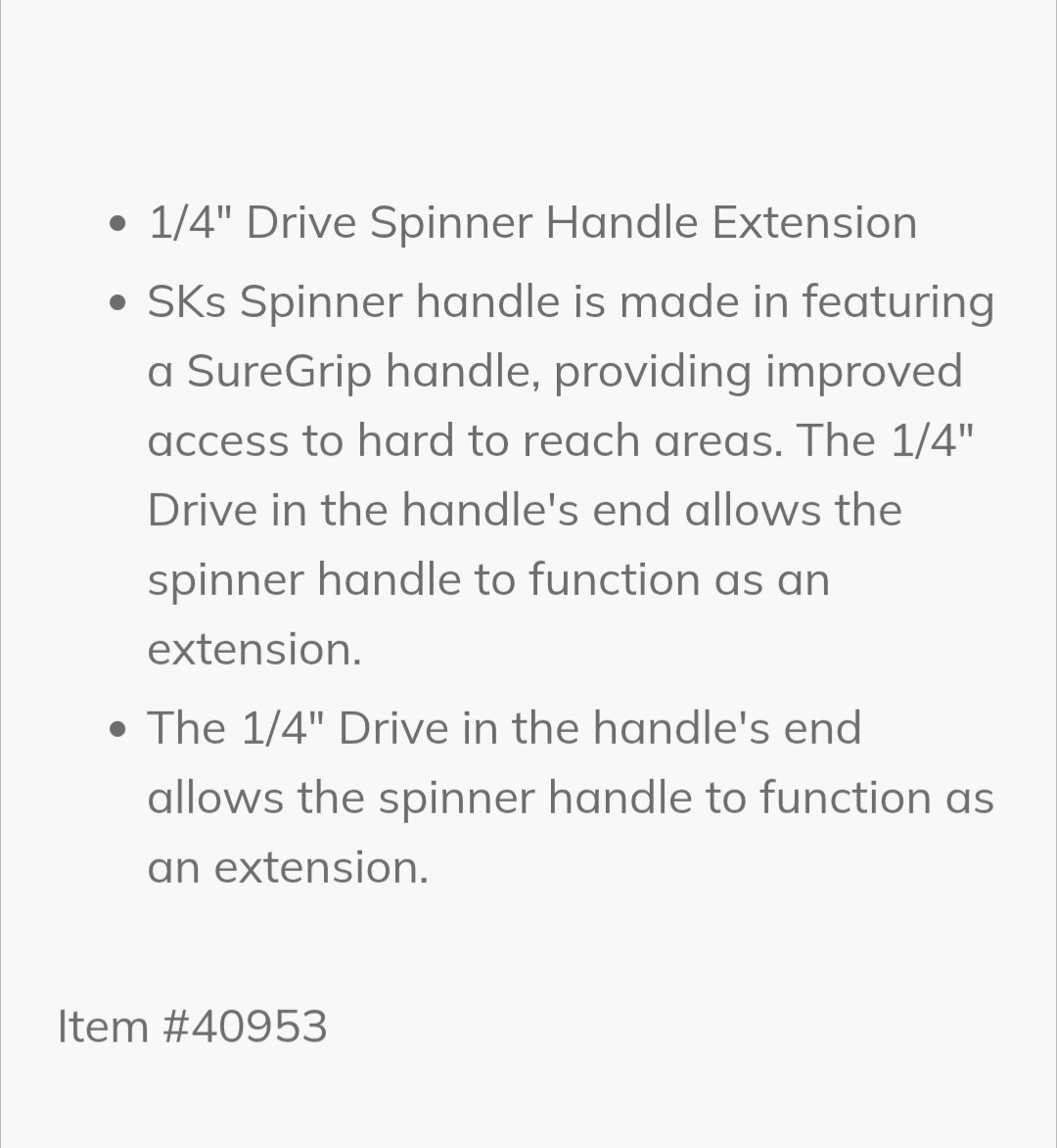 SK Professional Tools 1/4″ Drive Spinner Handle Extension New LIFETIME WARRANTY