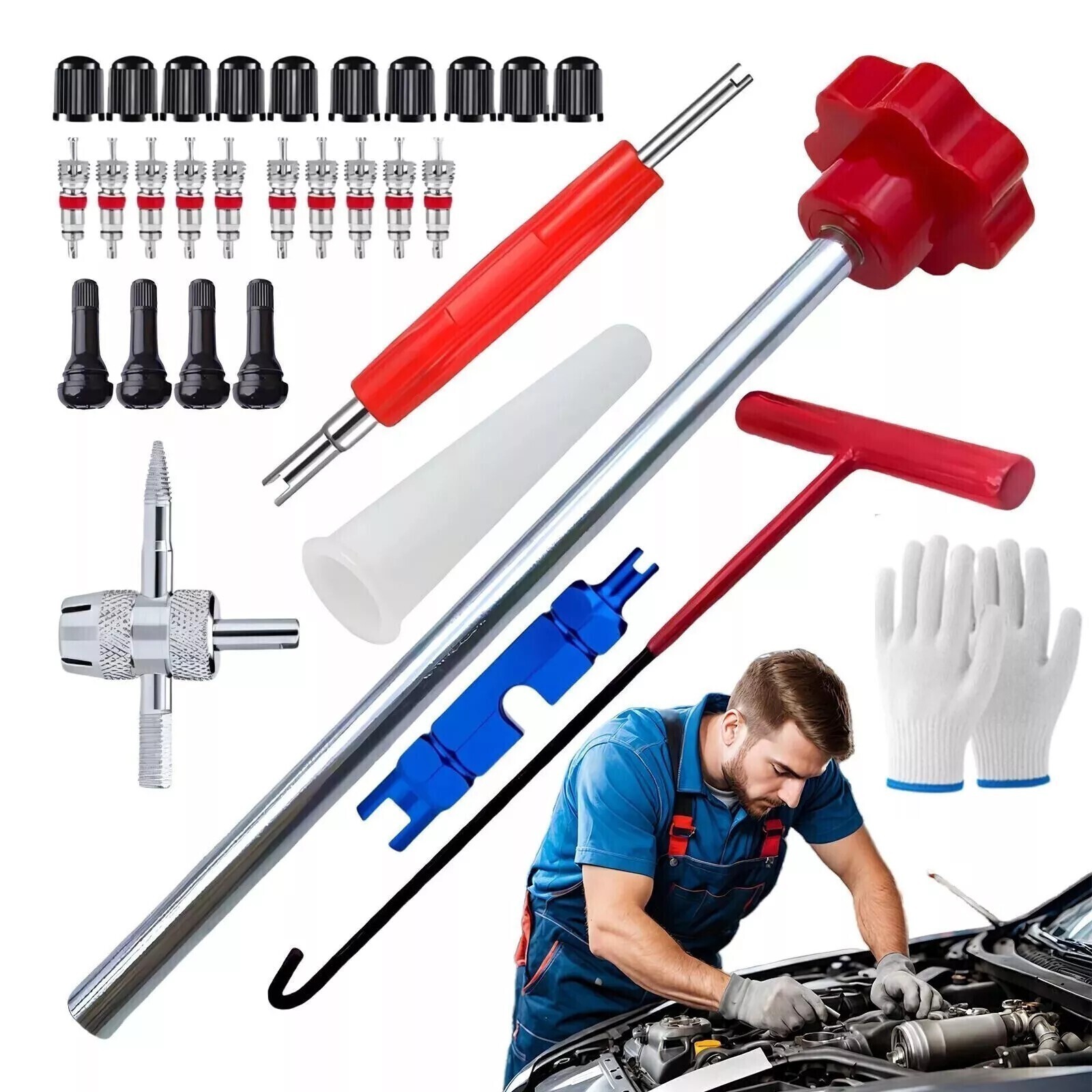 Tire Valve Stem Core Remover&Installer/Replacement Tool Kit For Valve Core TR413