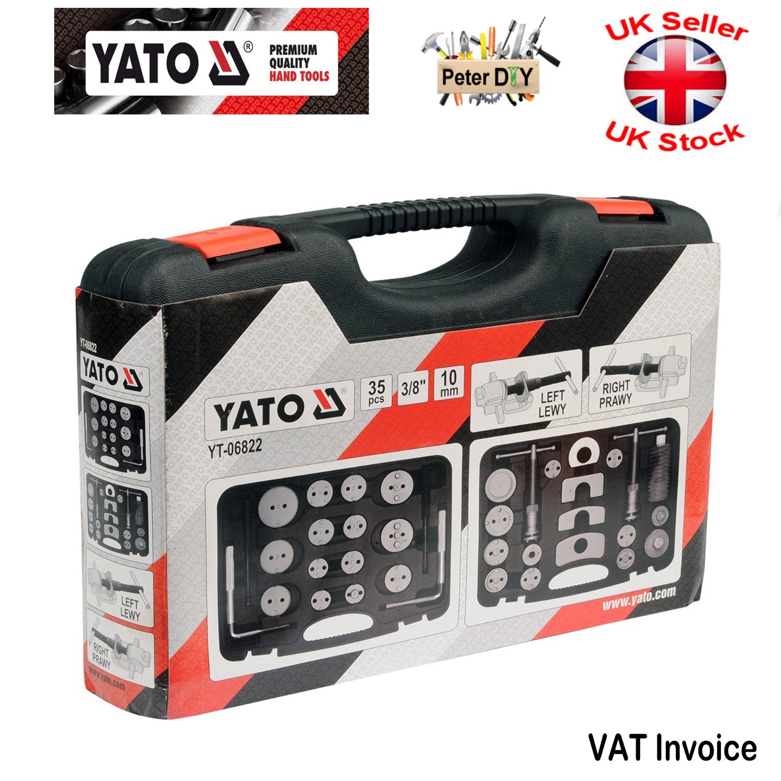 Yato Professional BRAKE REWIND DISC PAD CALIPER SERVICE TOOL KIT 35Pcs YT-06822