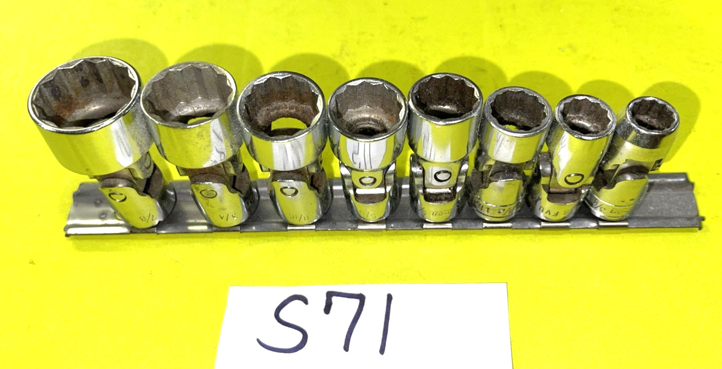 SNAP-ON TOOLS 8 PIECE 3/8 DRIVE SAE. SHALLOW SWIVEL SOCKET SET