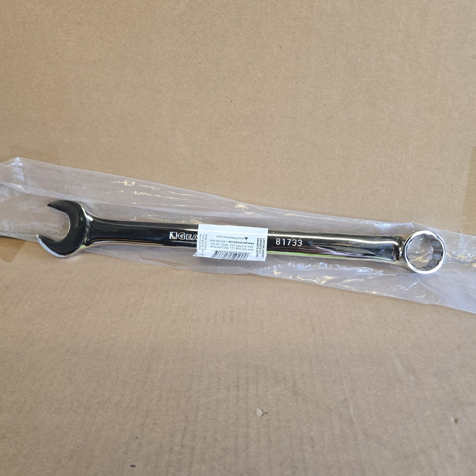 New GearWrench 81733 Open & Box End 1-1/16” Long Combination Wrench Chrome