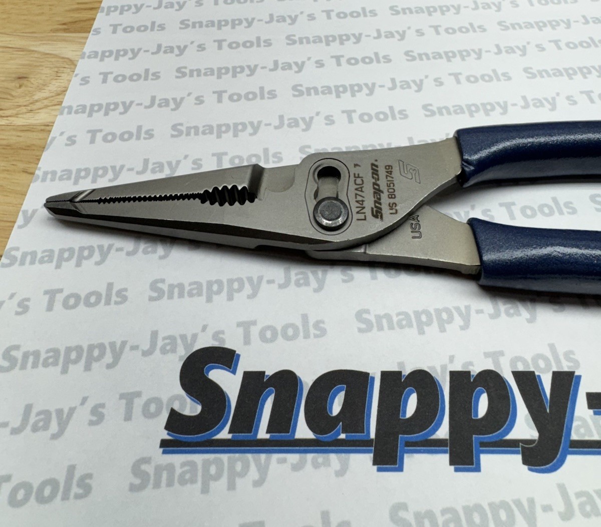 Snap-on Tools USA NEW POWER BLUE Talon Grip Long Nose Slip Joint Pliers LN47ACF