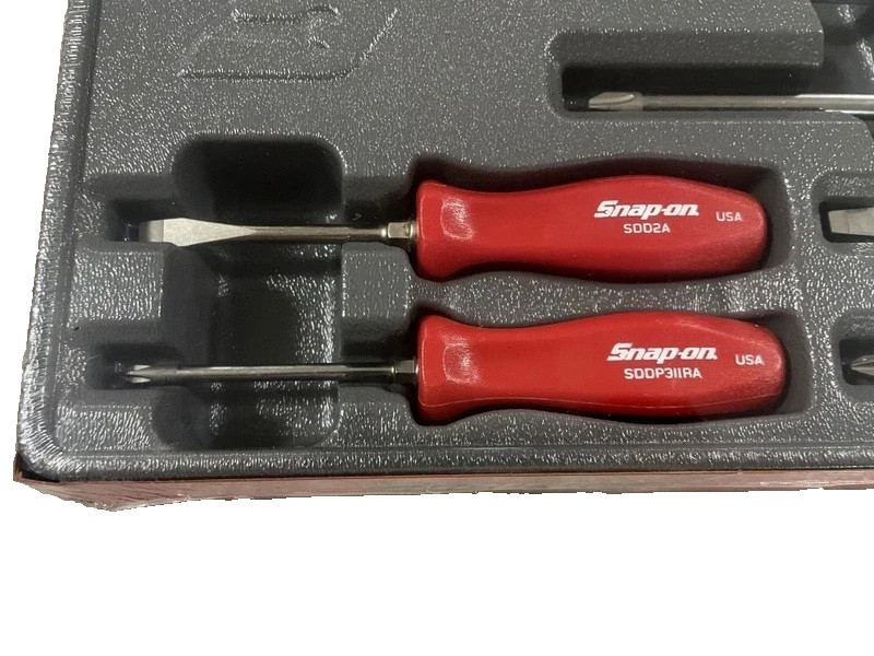 Snap On Tools RED 7pc Hard Handle Combination Screwdriver Set SDDX70AR NEW USA