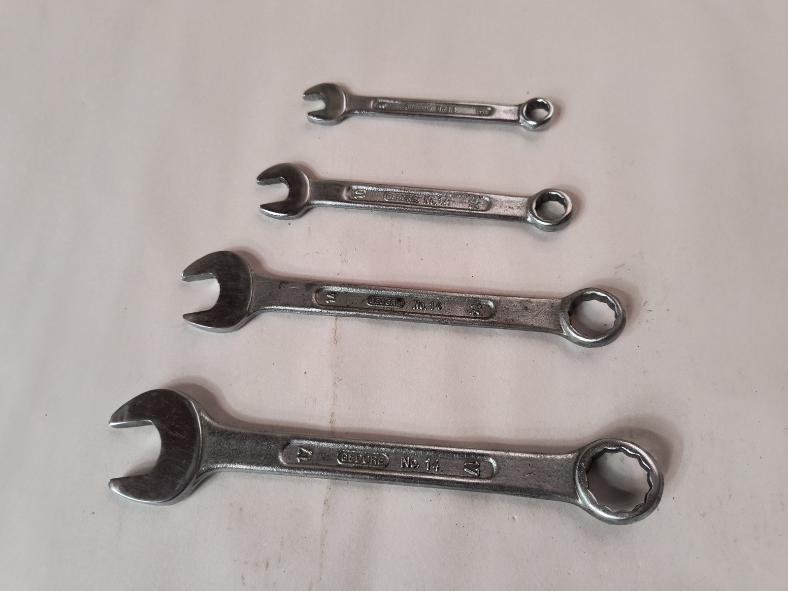 4 Vintage Gedore No. 14 Combination Metric Wrenches 8mm 10mm 14mm 17mm