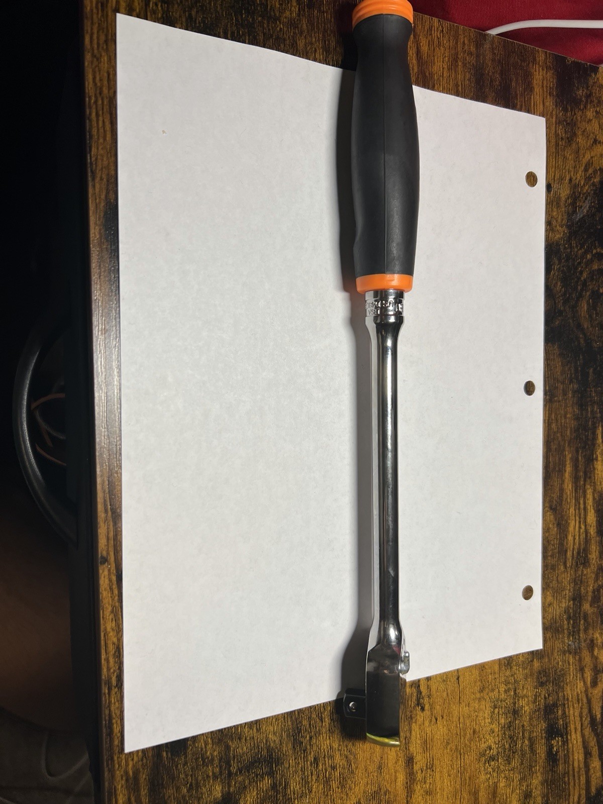 Snap-on Tools USA NEW 3/8″ Drive ORANGE Soft Grip LONG Fixed Head Ratchet FHL80