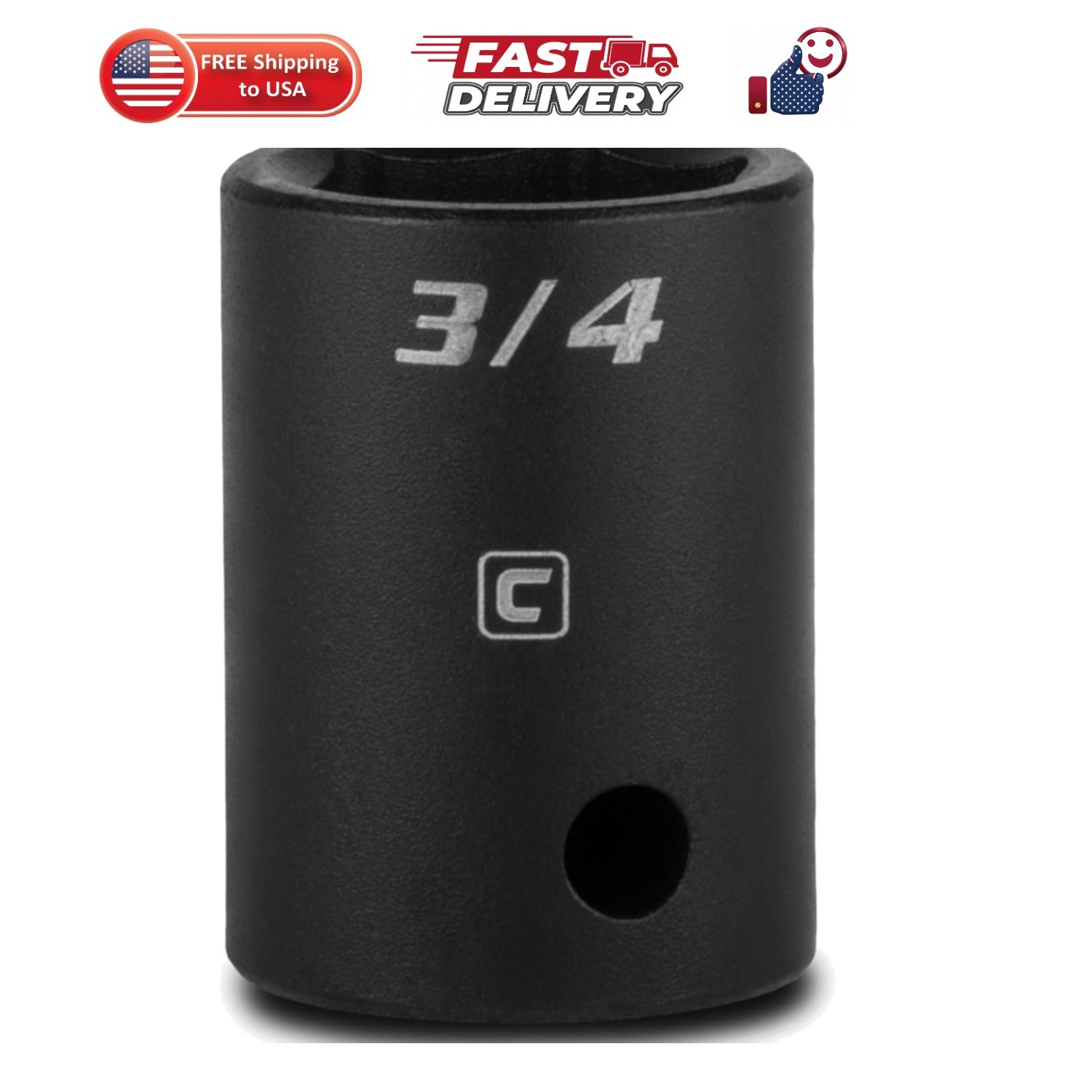 3/4-Inch Shallow Impact Socket, 1/2-Inch Drive, 6-Point, SAE