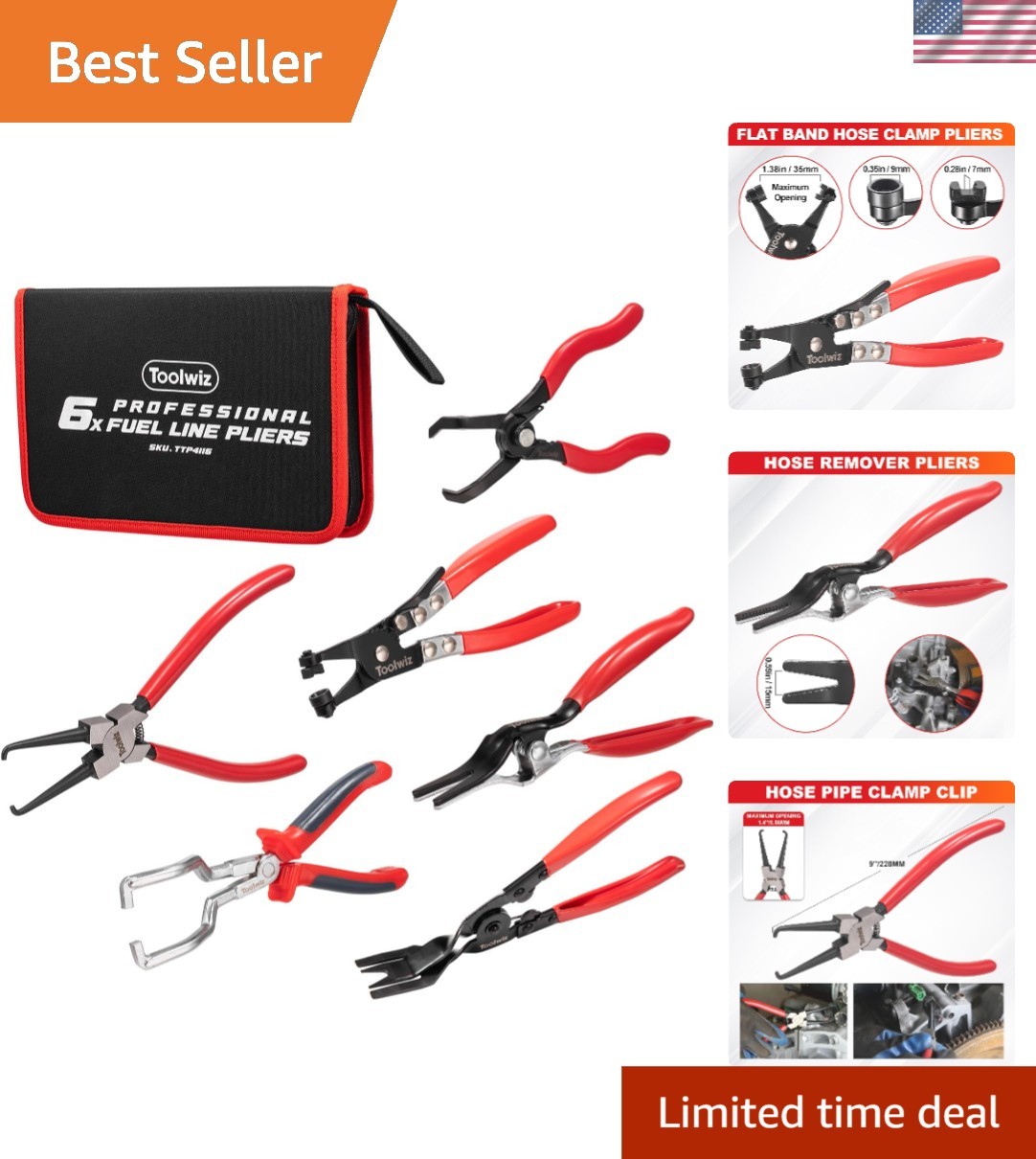 Professional-Grade 6-Piece Automotive Pliers Set – Carbon Steel & Ergonomic Grip