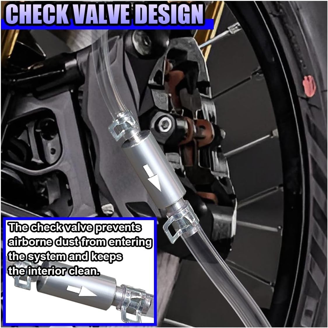 2PCS Brake Bleeder Hose, Motorcycle Clutch One Way Check Valve Bleeding Tool Kit
