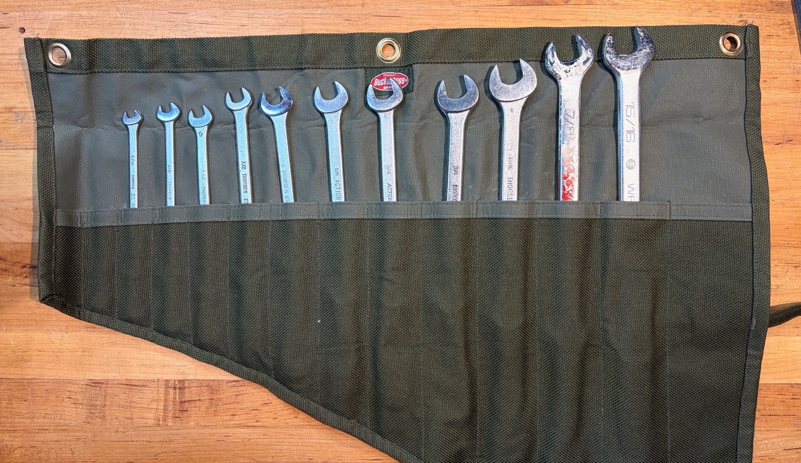 Action, Thorsen, Wright 5/16-15/16 SAE Combination Wrenches, in Canvas Roll, USA