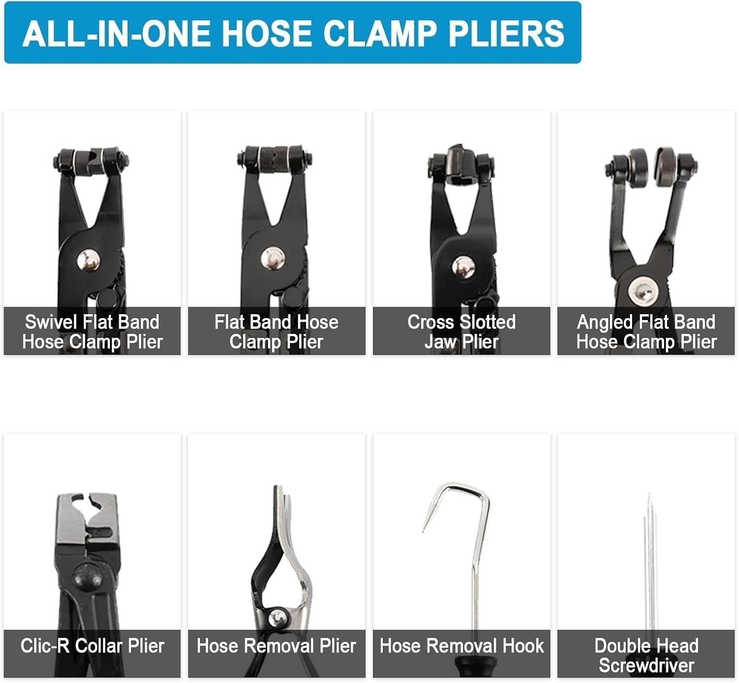 10Pc Hose Clamp Pliers Remover Kit with Long Reach Wire Spring Hose Clamp Pliers