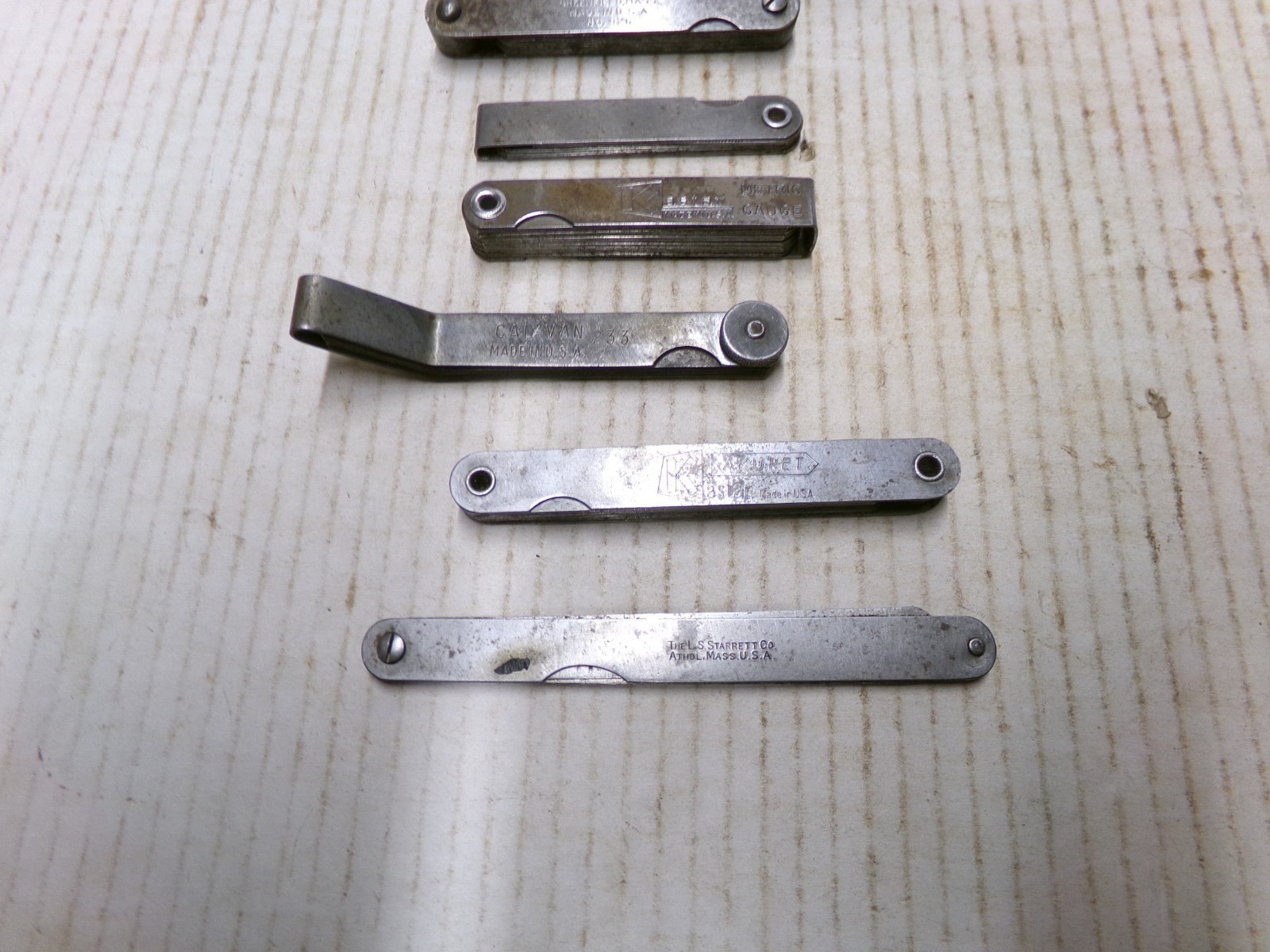 Lot of 7 Feeler Gauges Starrett Millers Falls Dunlap Cal-Van Kastar