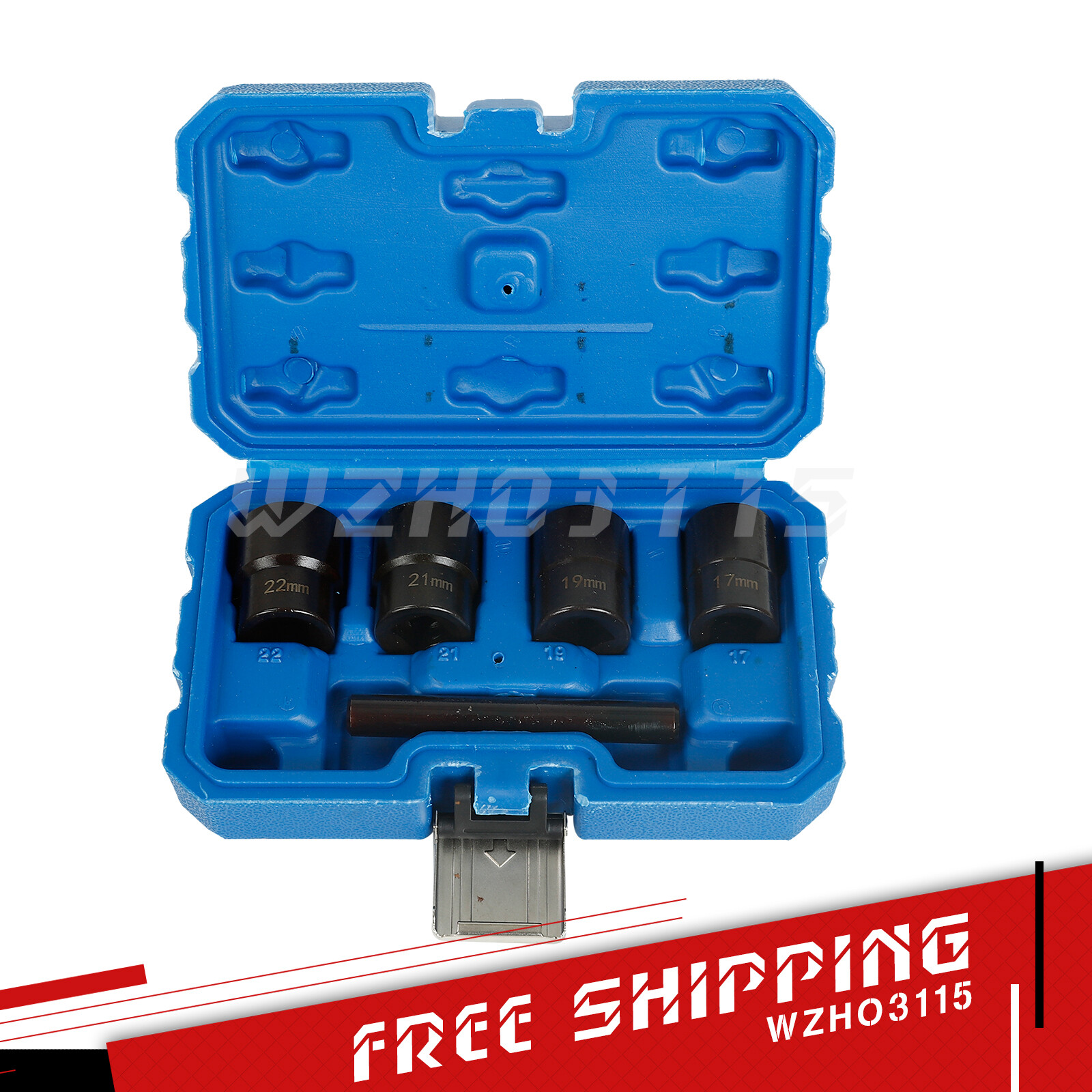 5pcs Twist Socket Wheel Lock Worn Lug Nut Remover Extractor Tool 17,19, 21, 22mm