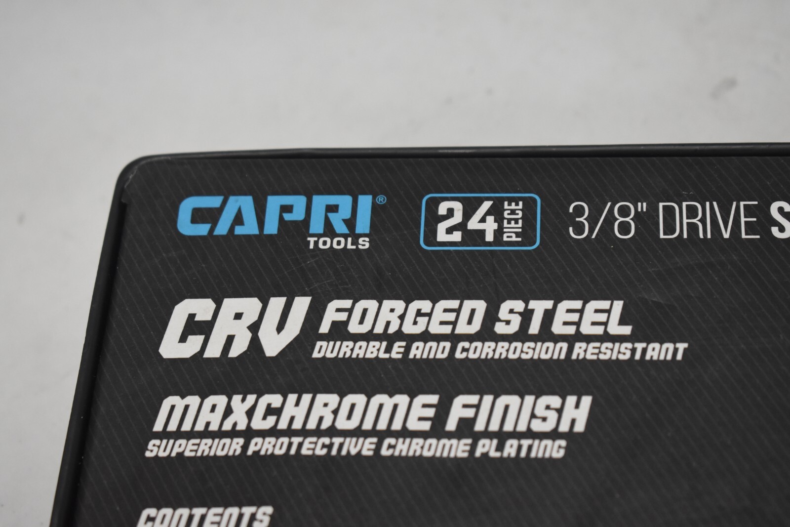 Capri Tools Drive 12 Point Socket Set 17 Pieces 3/16 to 9/16 Deep Chrome Finish