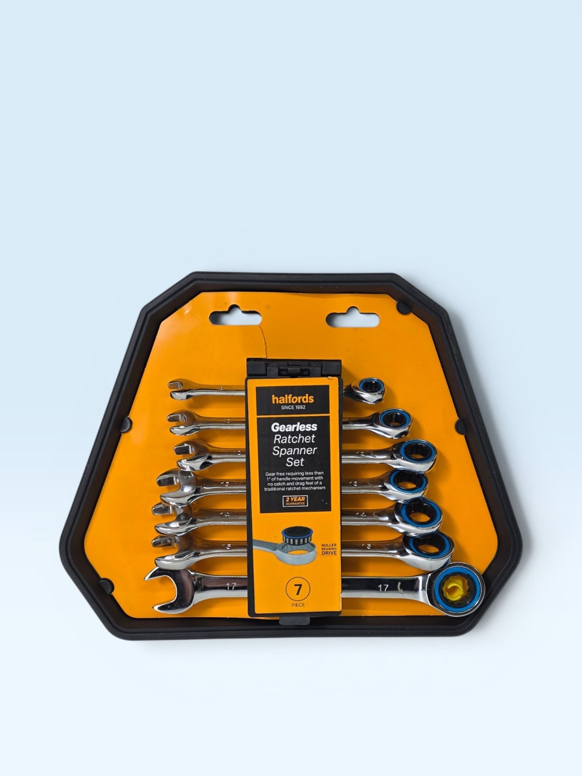 Halfords Advanced 7pc Gearless Ratchet Spanner Set 8-17mm Metric Wrench
