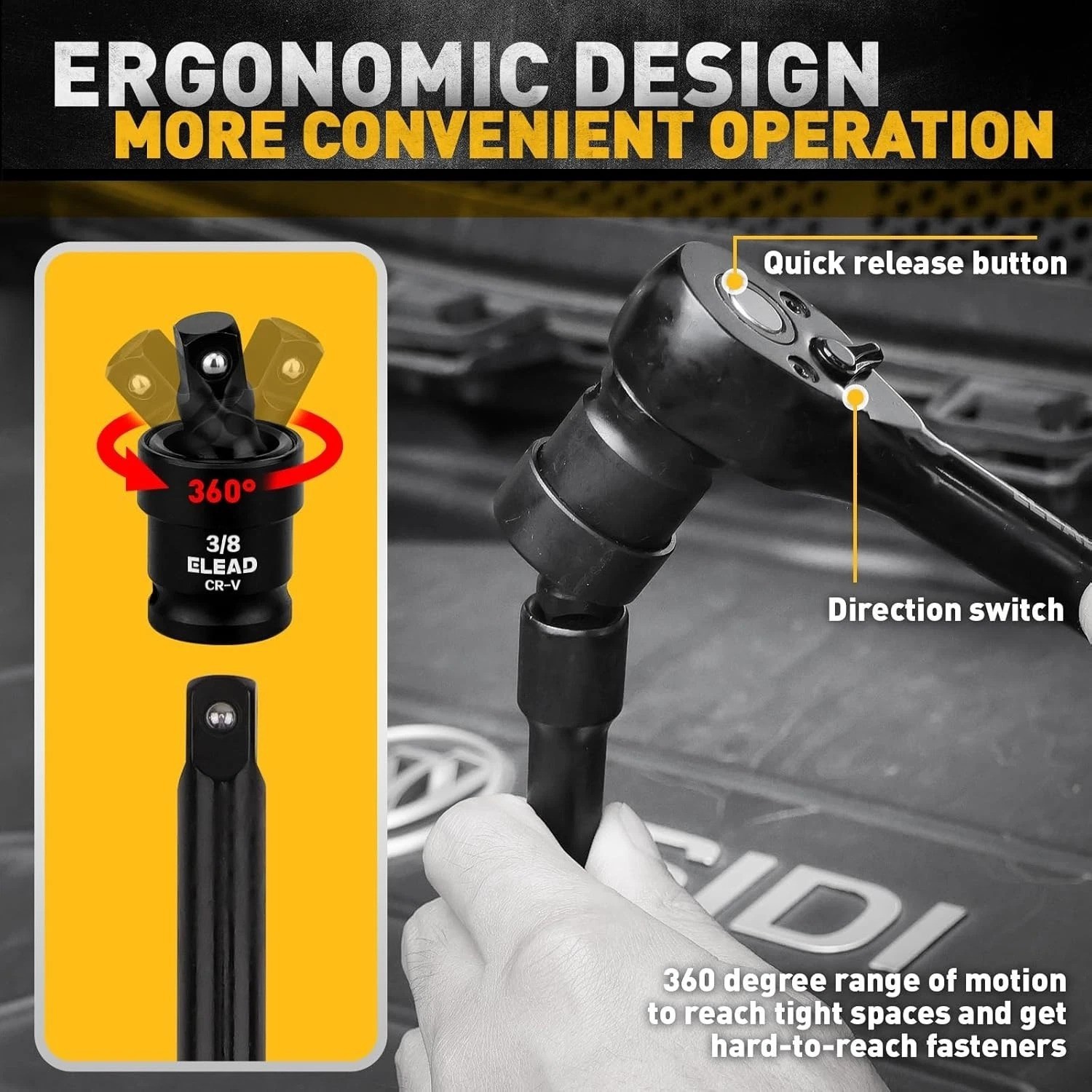 Versatile 96-Piece Impact Socket Set with Extension Bars & Spark Plug Sockets
