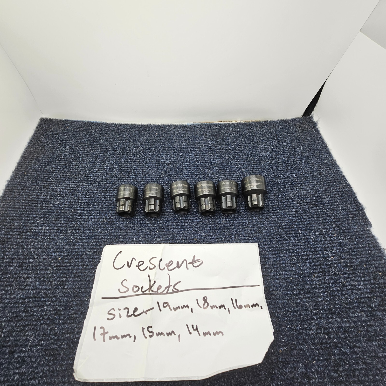 (6 PIECES) Crescent Spline Sockets Sizes 19mm, 18mm, 17mm, 16mm, 15mm, 14mm