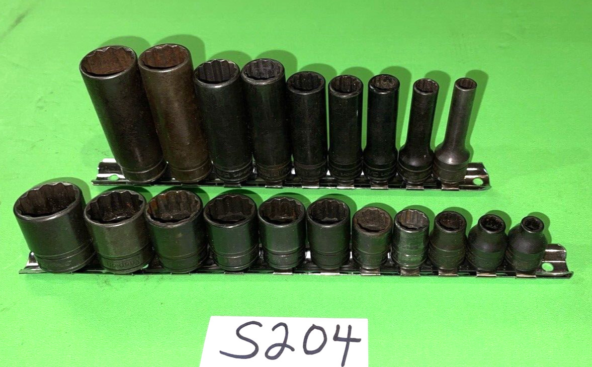 SNAP- ON TOOLS 20 PIECE 3/8 DRIVE SHORT & DEEP SAE. SOCKET SETS 12 POINT