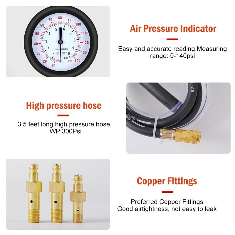 Manómetro Probador Presión Combustible Inyección Gasolina 0-140PSI 10Bar Univers
