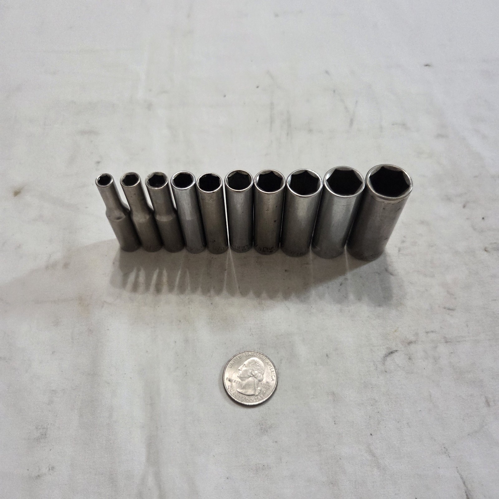 Craftsman 10pc SAE 3/16″-9/16″ 6Pt Deep Socket Set 1/4″ Drive G,G1,G2 Series USA