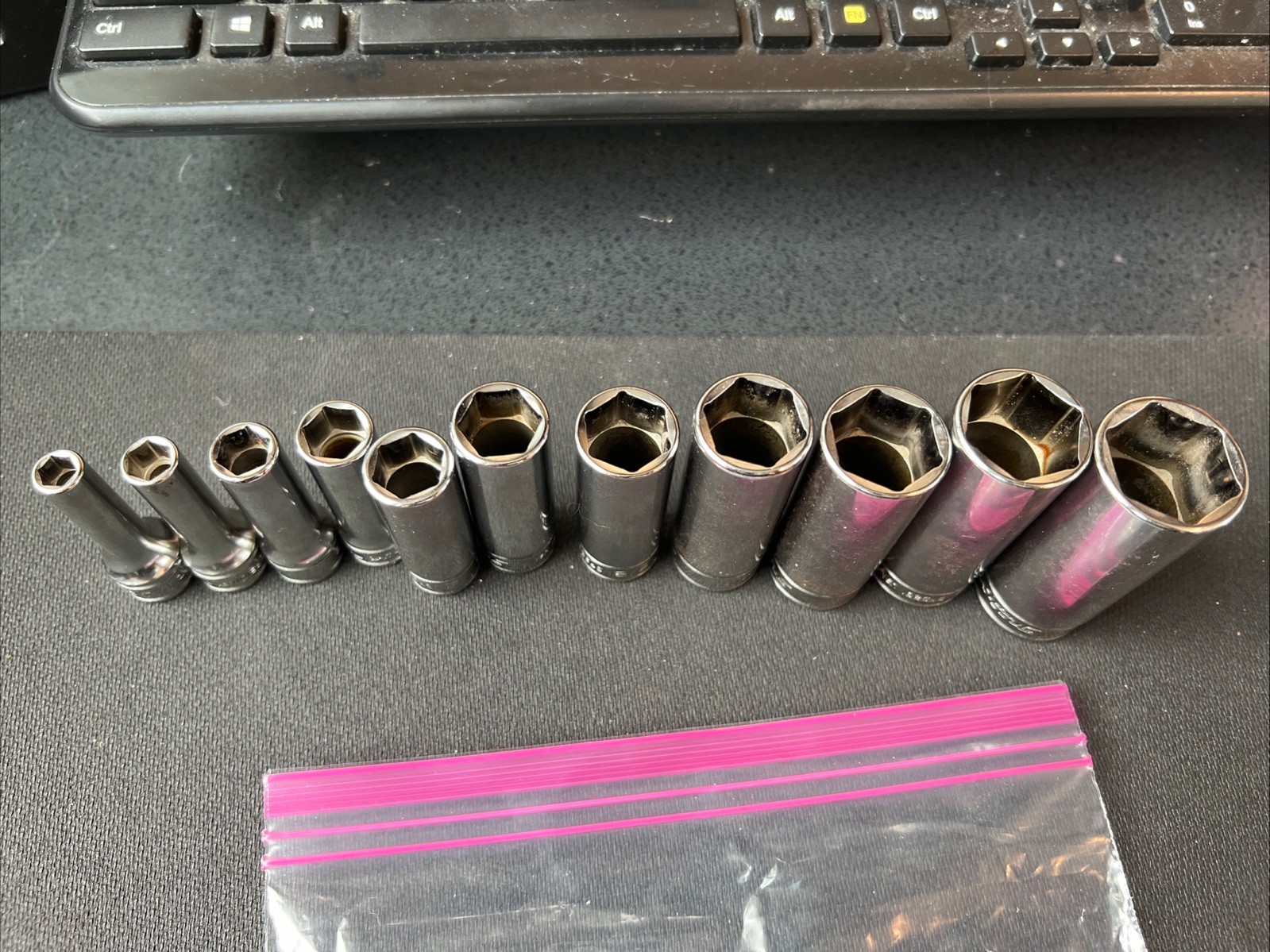 Snap on Tools NEW 11pc 3/8″ Drive SAE 6 Point Deep Socket Set 211SFSY ❤️🔥