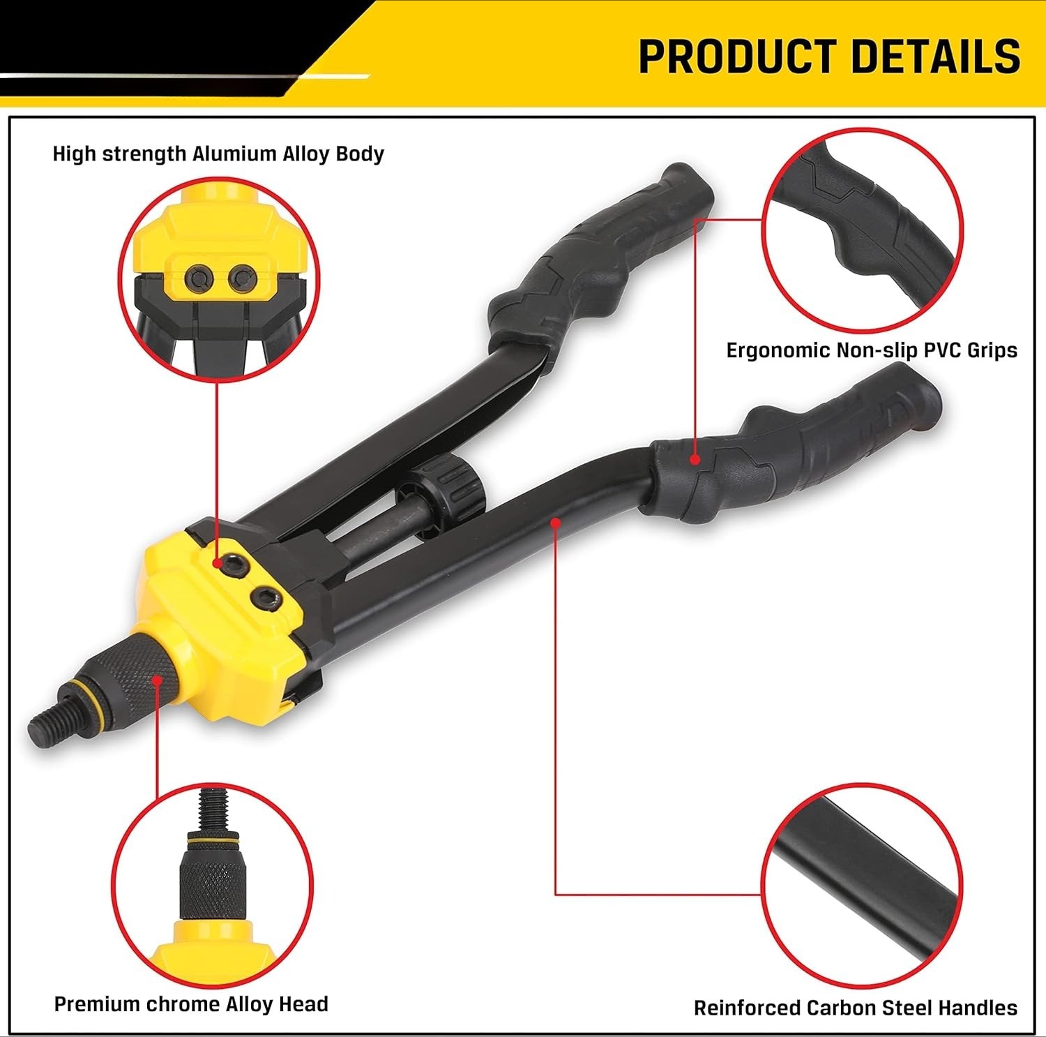 16-inch Rivet Nut Tool Set, Includes 13 Metric and ANSI Rivet Mandrels