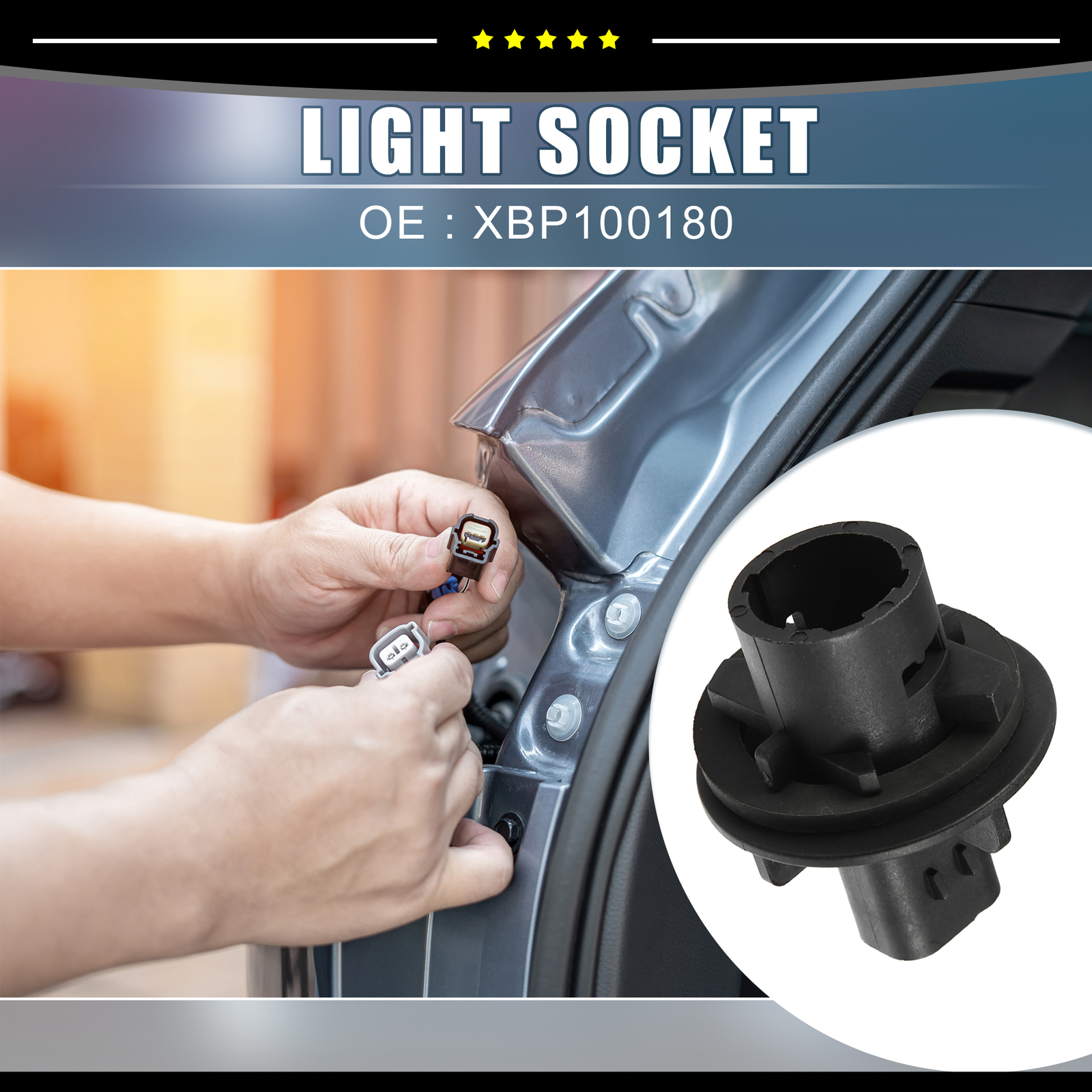 Piece of 2 Front Bumper Lamp Bulb Holder Socket fit for Land Rover Defender 90