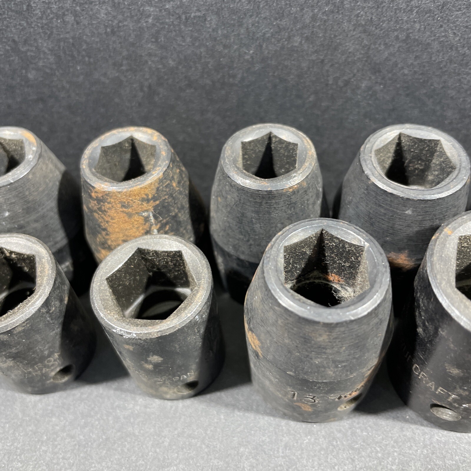 11- Truecraft Impact Sockets, 7/16” 13mm 9/16” 11/16”, 1/2 & 3/8 Drive, 6 Point