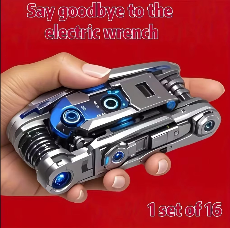 16in1 Universal Socket Wrench Set Rotating Head Multi Tool Repair Kit Pro Set Uk