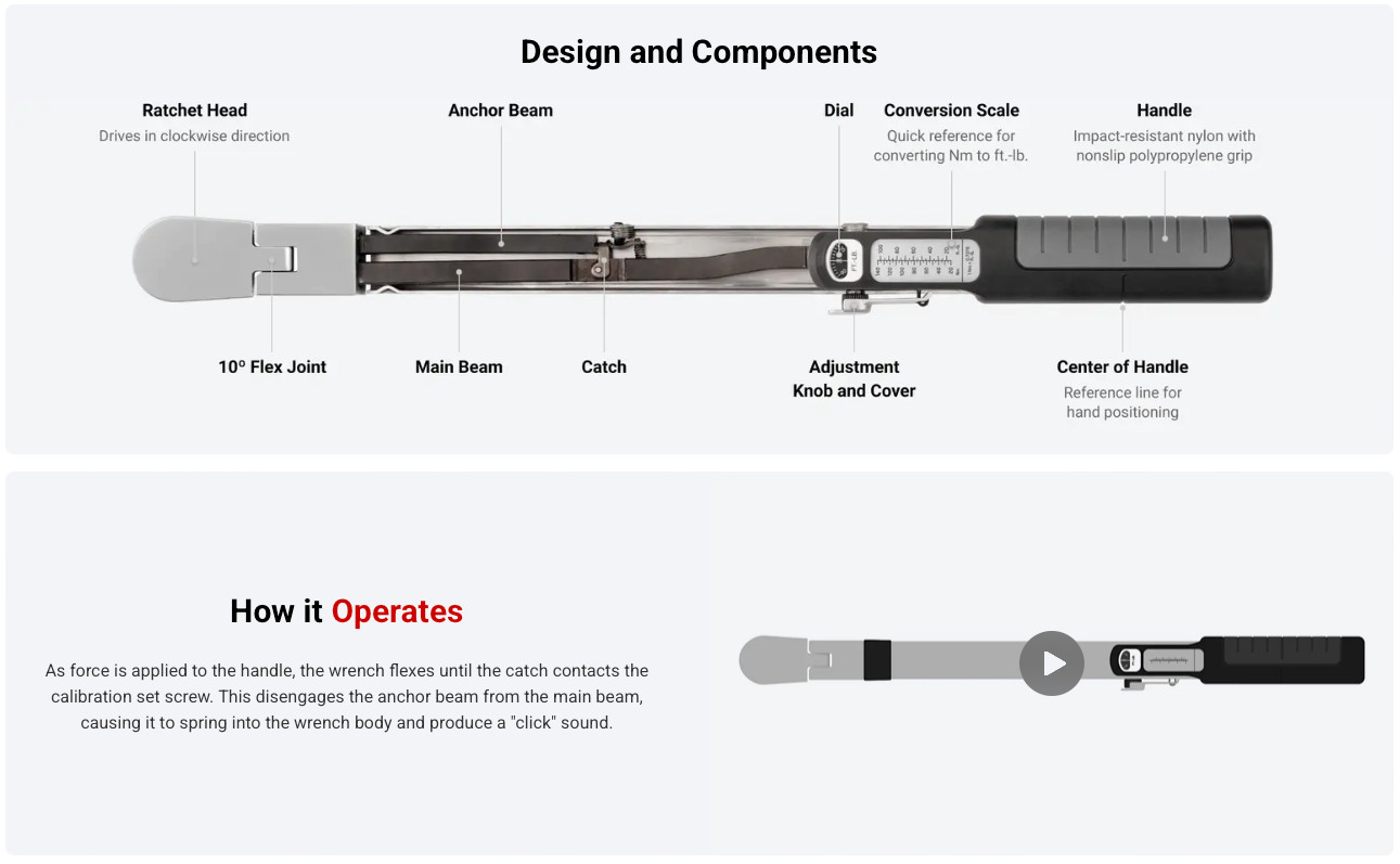 Tekton 3/8 Inch Drive 72-Tooth Split Beam Torque Wrench (20-100 ft-lb)