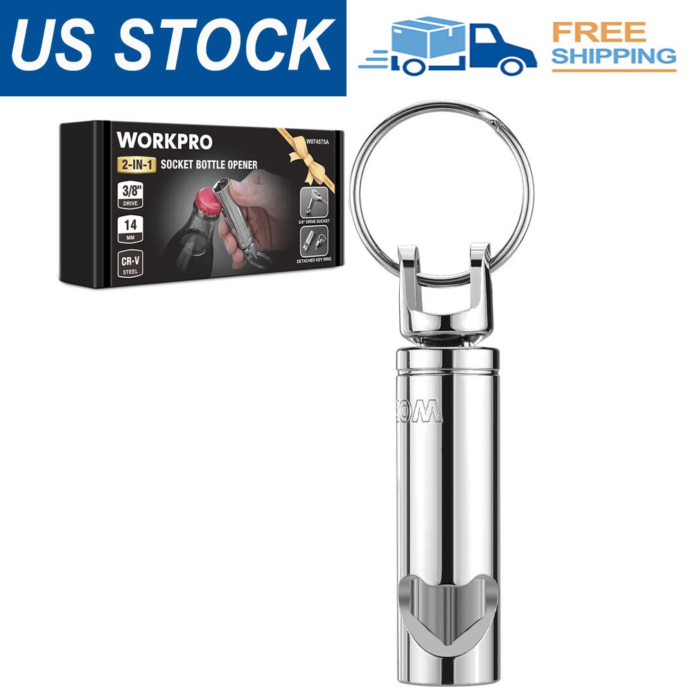 WORKPRO Socket Bottle Opener 3/8» x 14 mm 6-Point Deep Square Drive Socket USA
