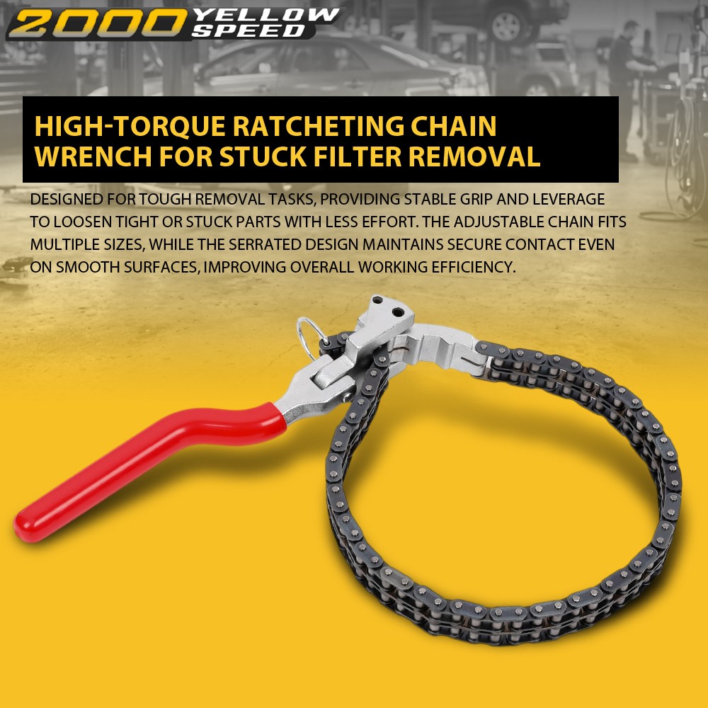 Heavy-Duty Ratcheting Chain Wrench Oil Filter Change Pipe Fittings 60-160mm