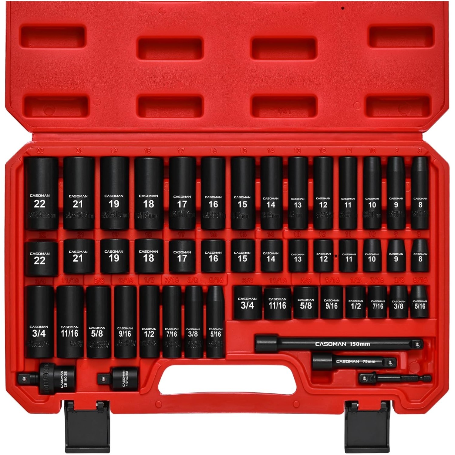 Comprehensive 3/8″ Drive Impact Socket Set – 49 Pieces with SAE/Metric Sizes