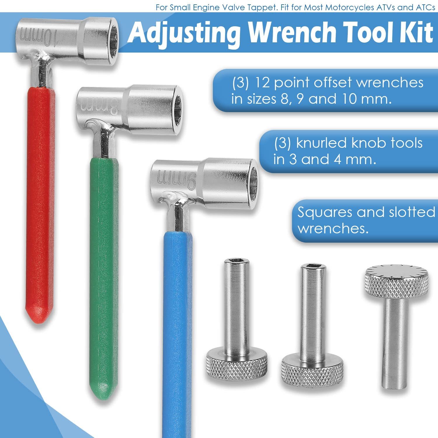 Valve Tappet Adjusting Wrench Tool Kit For Most Motorcycles ATVs & Small Engine