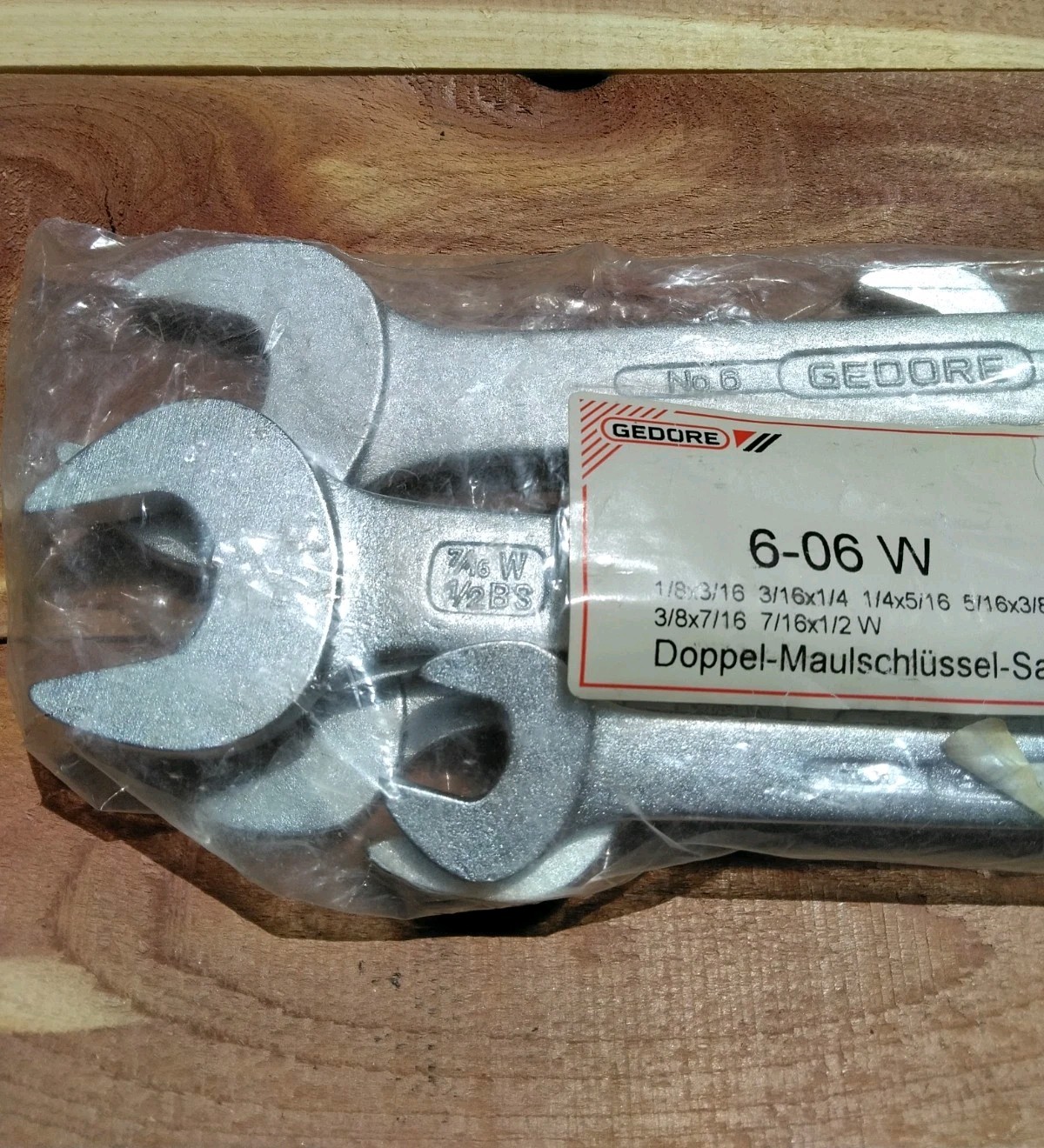 VTG NOS GEDORE 6-06 W VANADIUM DBL OPEN END WRENCH SET 6 PC AUTO WHITWORTH GERMA