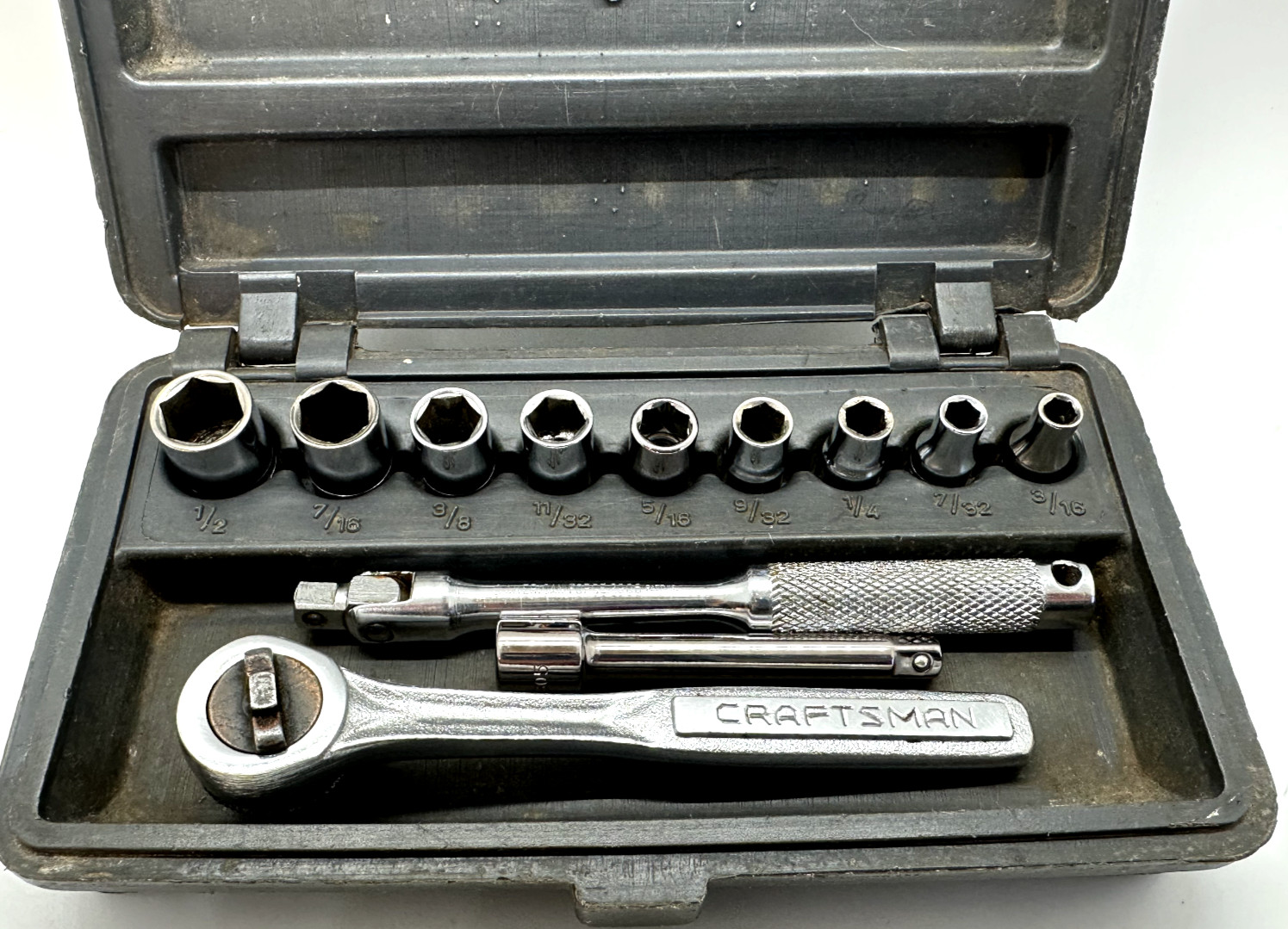 Craftsman Tools 1/4″ Ratchet Socket Set General Service Extension Lot SAE Case