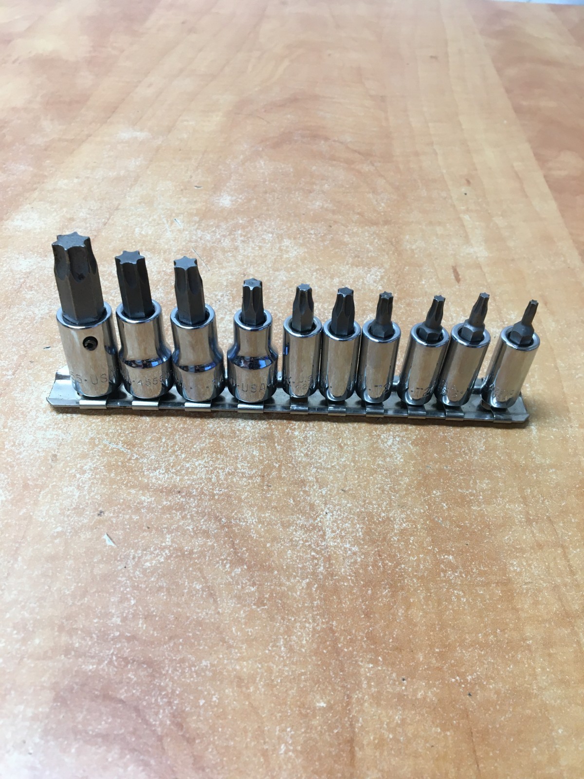 SK Torx 10 Piece Socket Set T10 to T55 1/4 3/8 drive Made In USA