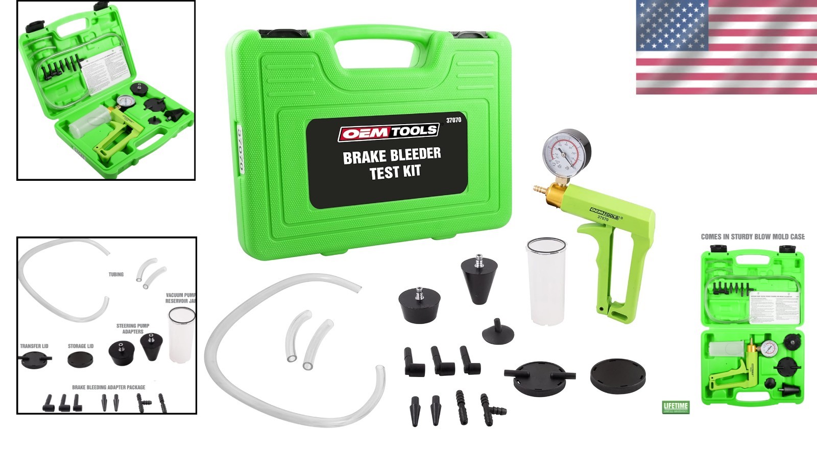 Brake Bleeder Kit with Vacuum Pump Gauge for Brake Power Steering Testing