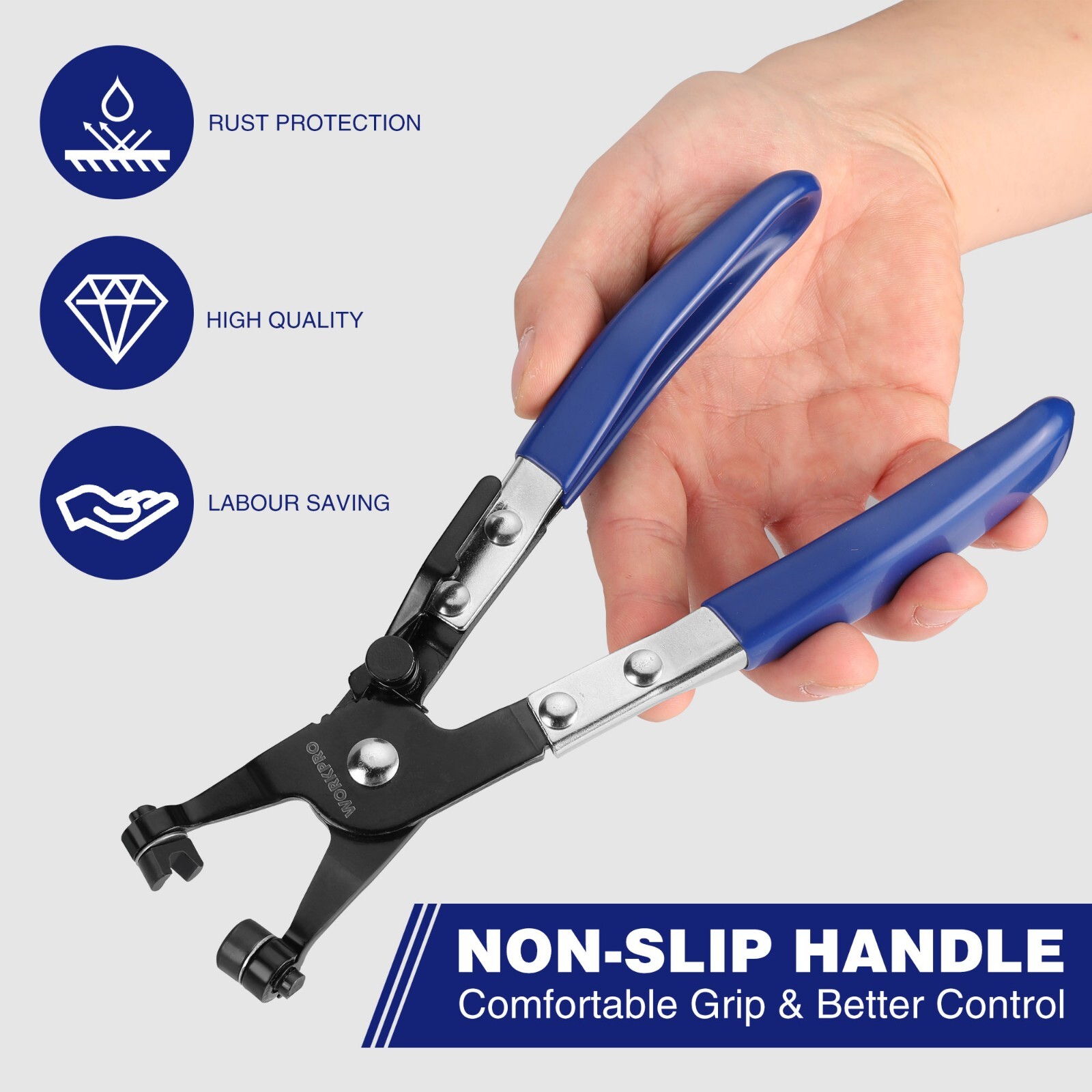 WORKPRO Hose Clamp Pliers with Swivel Flat Band for Removal and Installation